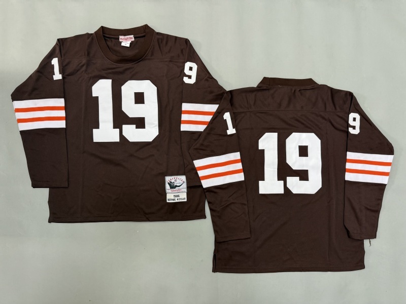 Men 2025 Cleveland Browns #19 Kosar brown Throwback Limited NFL Jersey style 002
